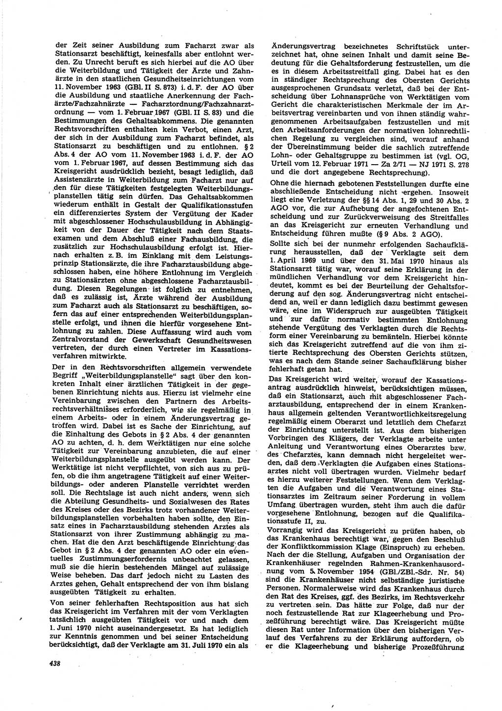 Neue Justiz (NJ), Zeitschrift für Recht und Rechtswissenschaft [Deutsche Demokratische Republik (DDR)], 25. Jahrgang 1971, Seite 438 (NJ DDR 1971, S. 438)
