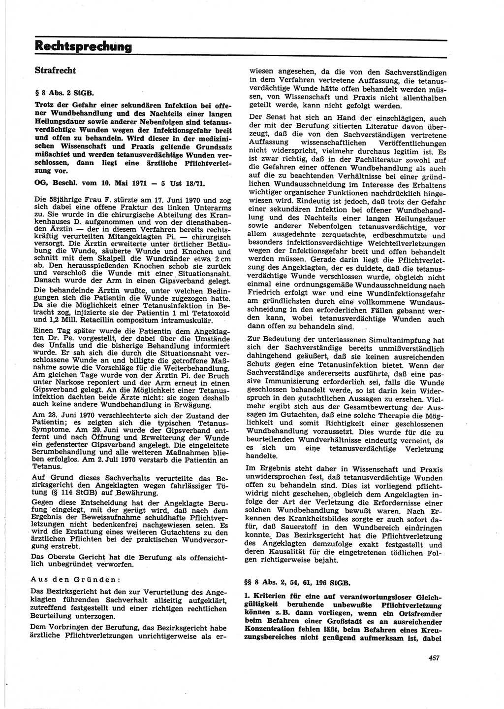 Neue Justiz (NJ), Zeitschrift für Recht und Rechtswissenschaft [Deutsche Demokratische Republik (DDR)], 25. Jahrgang 1971, Seite 457 (NJ DDR 1971, S. 457)