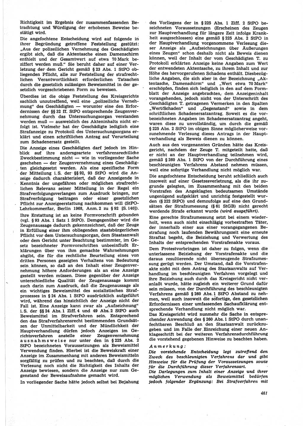 Neue Justiz (NJ), Zeitschrift für Recht und Rechtswissenschaft [Deutsche Demokratische Republik (DDR)], 25. Jahrgang 1971, Seite 461 (NJ DDR 1971, S. 461)