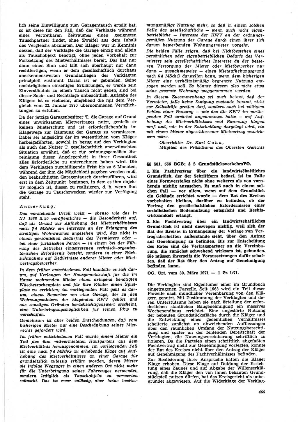Neue Justiz (NJ), Zeitschrift für Recht und Rechtswissenschaft [Deutsche Demokratische Republik (DDR)], 25. Jahrgang 1971, Seite 465 (NJ DDR 1971, S. 465)