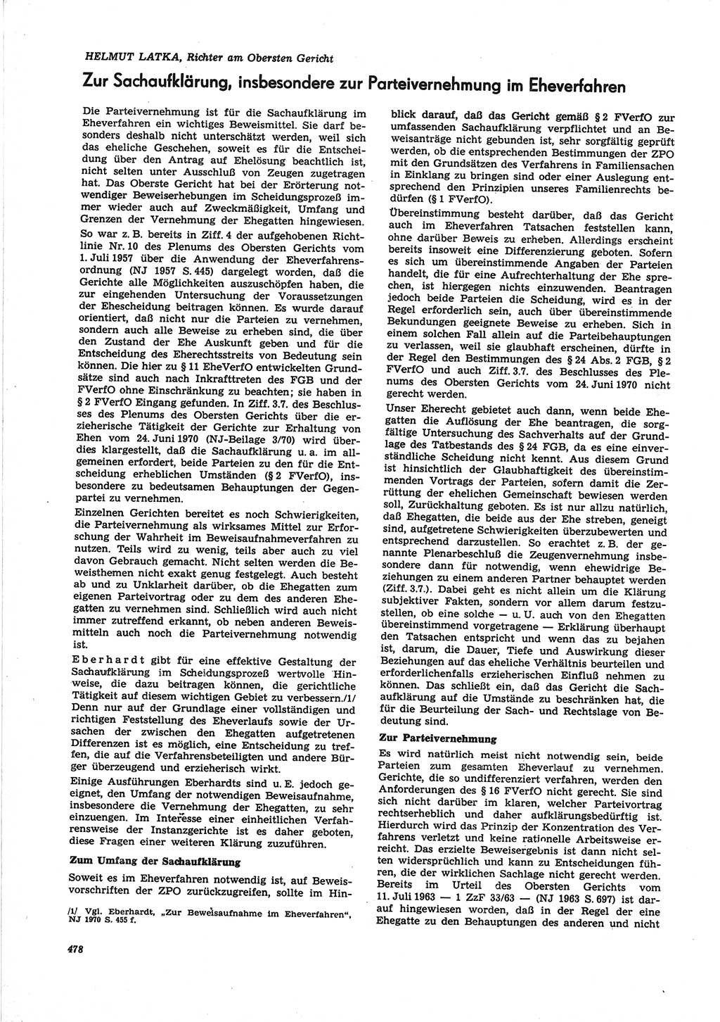 Neue Justiz (NJ), Zeitschrift für Recht und Rechtswissenschaft [Deutsche Demokratische Republik (DDR)], 25. Jahrgang 1971, Seite 478 (NJ DDR 1971, S. 478)