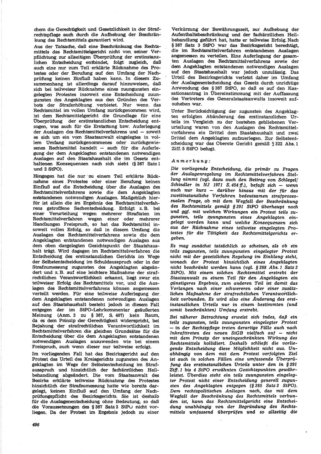 Neue Justiz (NJ), Zeitschrift für Recht und Rechtswissenschaft [Deutsche Demokratische Republik (DDR)], 25. Jahrgang 1971, Seite 496 (NJ DDR 1971, S. 496)