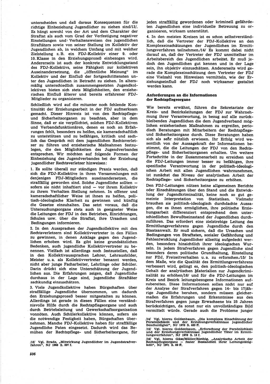 Neue Justiz (NJ), Zeitschrift für Recht und Rechtswissenschaft [Deutsche Demokratische Republik (DDR)], 25. Jahrgang 1971, Seite 506 (NJ DDR 1971, S. 506)