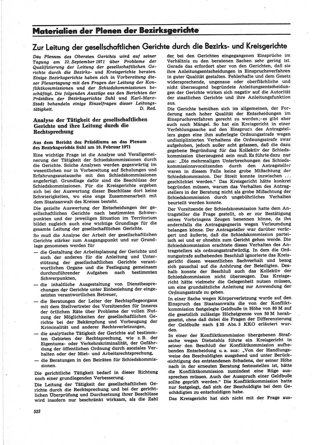 Neue Justiz (NJ), Zeitschrift für Recht und Rechtswissenschaft [Deutsche Demokratische Republik (DDR)], 25. Jahrgang 1971, Seite 522 (NJ DDR 1971, S. 522)