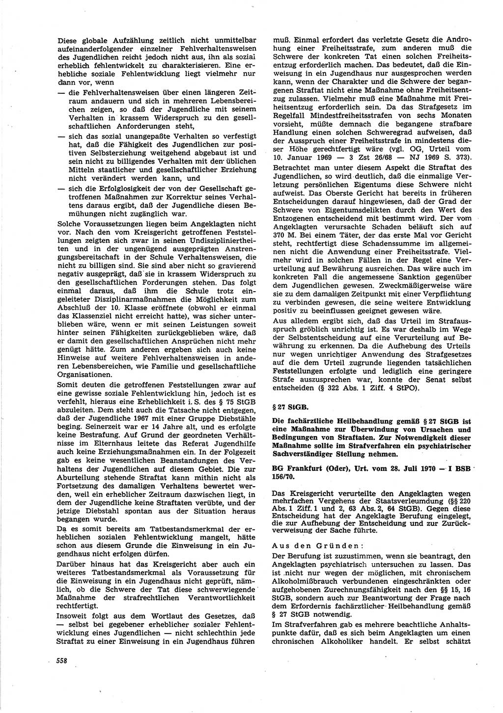 Neue Justiz (NJ), Zeitschrift für Recht und Rechtswissenschaft [Deutsche Demokratische Republik (DDR)], 25. Jahrgang 1971, Seite 558 (NJ DDR 1971, S. 558)