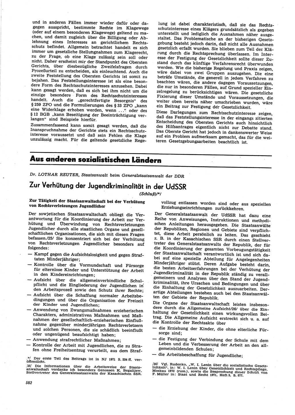 Neue Justiz (NJ), Zeitschrift für Recht und Rechtswissenschaft [Deutsche Demokratische Republik (DDR)], 25. Jahrgang 1971, Seite 582 (NJ DDR 1971, S. 582)