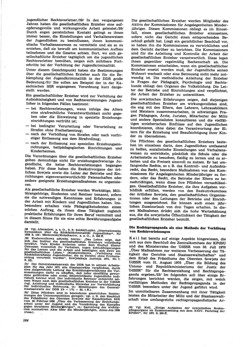Neue Justiz (NJ), Zeitschrift für Recht und Rechtswissenschaft [Deutsche Demokratische Republik (DDR)], 25. Jahrgang 1971, Seite 584 (NJ DDR 1971, S. 584)