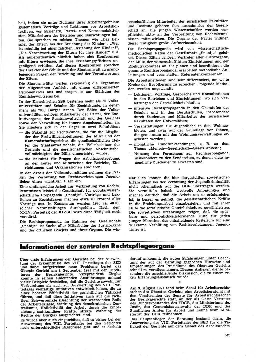 Neue Justiz (NJ), Zeitschrift für Recht und Rechtswissenschaft [Deutsche Demokratische Republik (DDR)], 25. Jahrgang 1971, Seite 585 (NJ DDR 1971, S. 585)