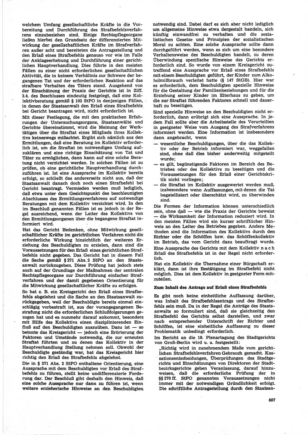 Neue Justiz (NJ), Zeitschrift für Recht und Rechtswissenschaft [Deutsche Demokratische Republik (DDR)], 25. Jahrgang 1971, Seite 607 (NJ DDR 1971, S. 607)