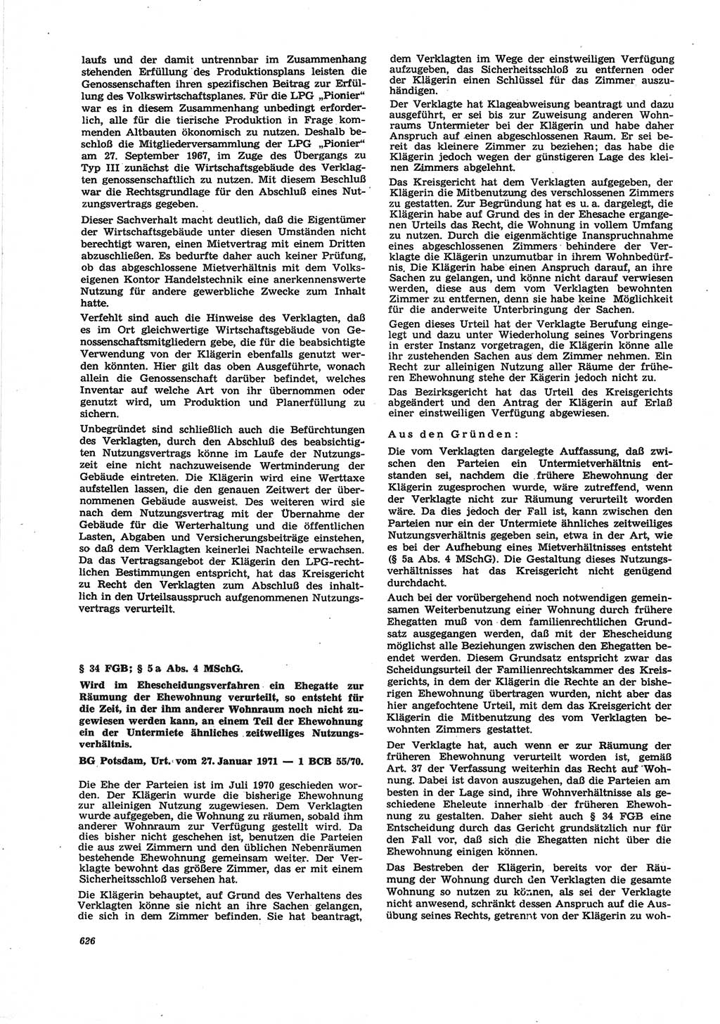 Neue Justiz (NJ), Zeitschrift für Recht und Rechtswissenschaft [Deutsche Demokratische Republik (DDR)], 25. Jahrgang 1971, Seite 626 (NJ DDR 1971, S. 626)