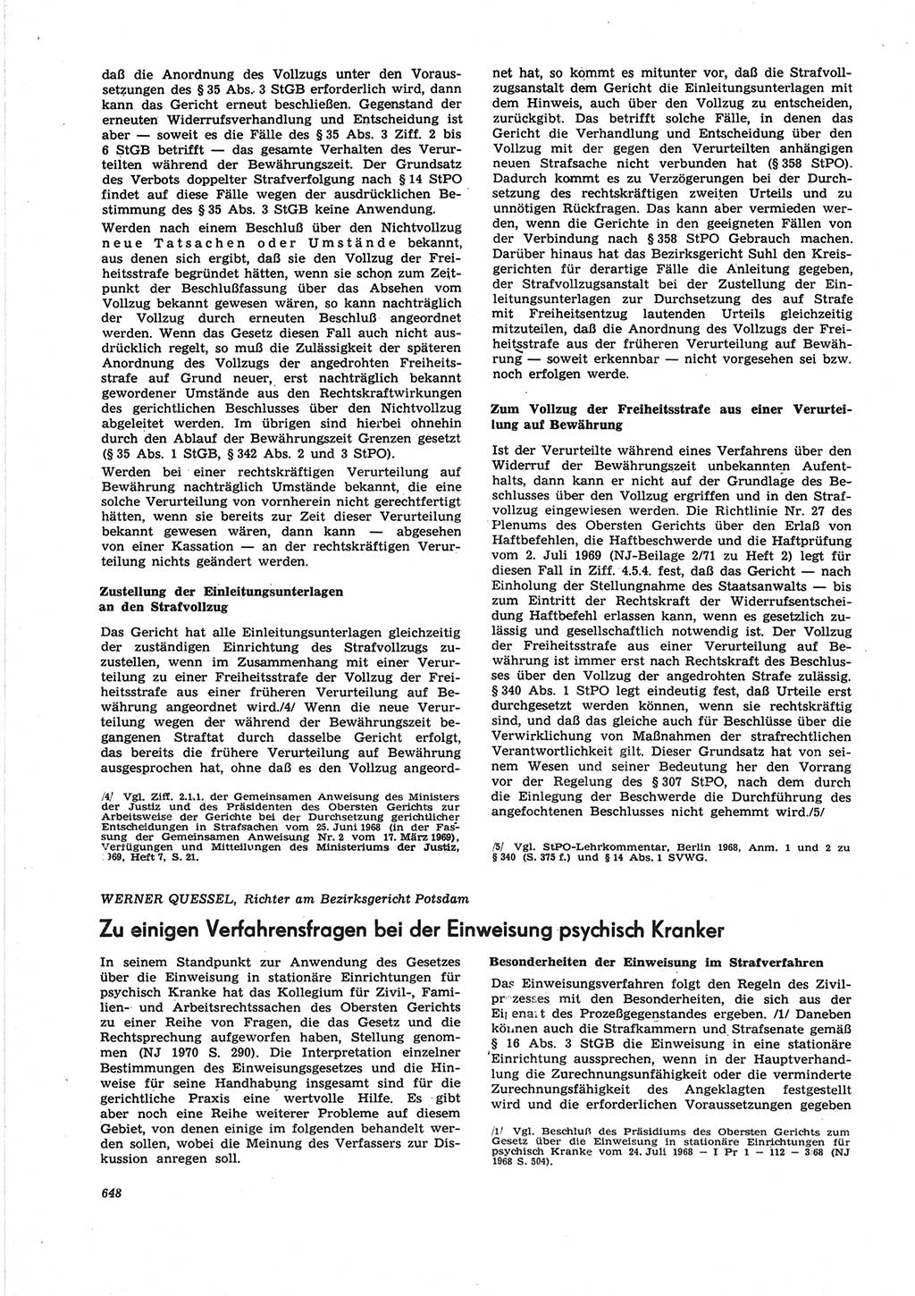 Neue Justiz (NJ), Zeitschrift für Recht und Rechtswissenschaft [Deutsche Demokratische Republik (DDR)], 25. Jahrgang 1971, Seite 648 (NJ DDR 1971, S. 648)