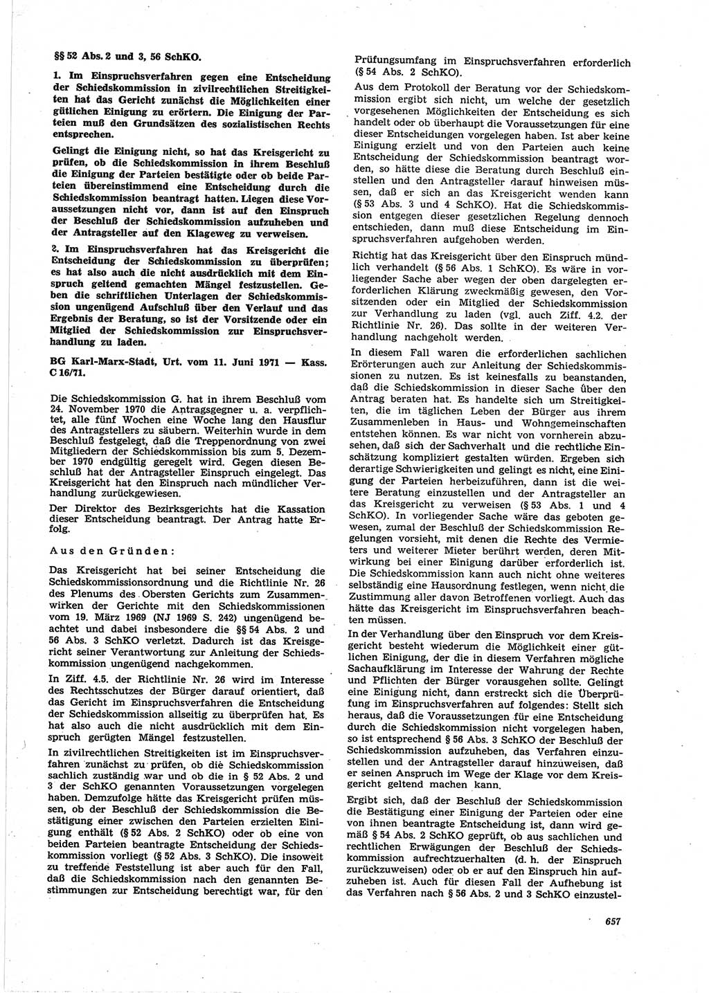 Neue Justiz (NJ), Zeitschrift für Recht und Rechtswissenschaft [Deutsche Demokratische Republik (DDR)], 25. Jahrgang 1971, Seite 657 (NJ DDR 1971, S. 657)