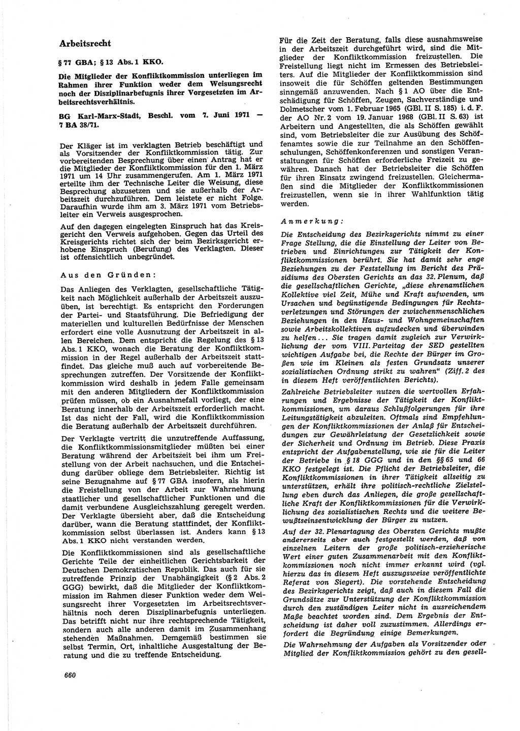 Neue Justiz (NJ), Zeitschrift für Recht und Rechtswissenschaft [Deutsche Demokratische Republik (DDR)], 25. Jahrgang 1971, Seite 660 (NJ DDR 1971, S. 660)