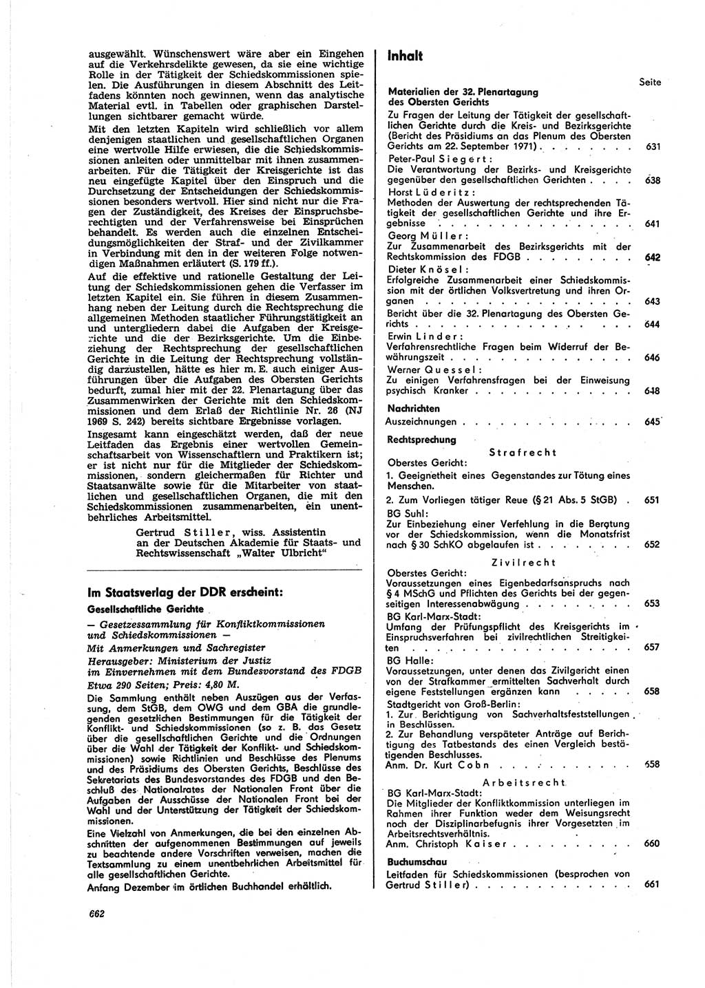 Neue Justiz (NJ), Zeitschrift für Recht und Rechtswissenschaft [Deutsche Demokratische Republik (DDR)], 25. Jahrgang 1971, Seite 662 (NJ DDR 1971, S. 662)
