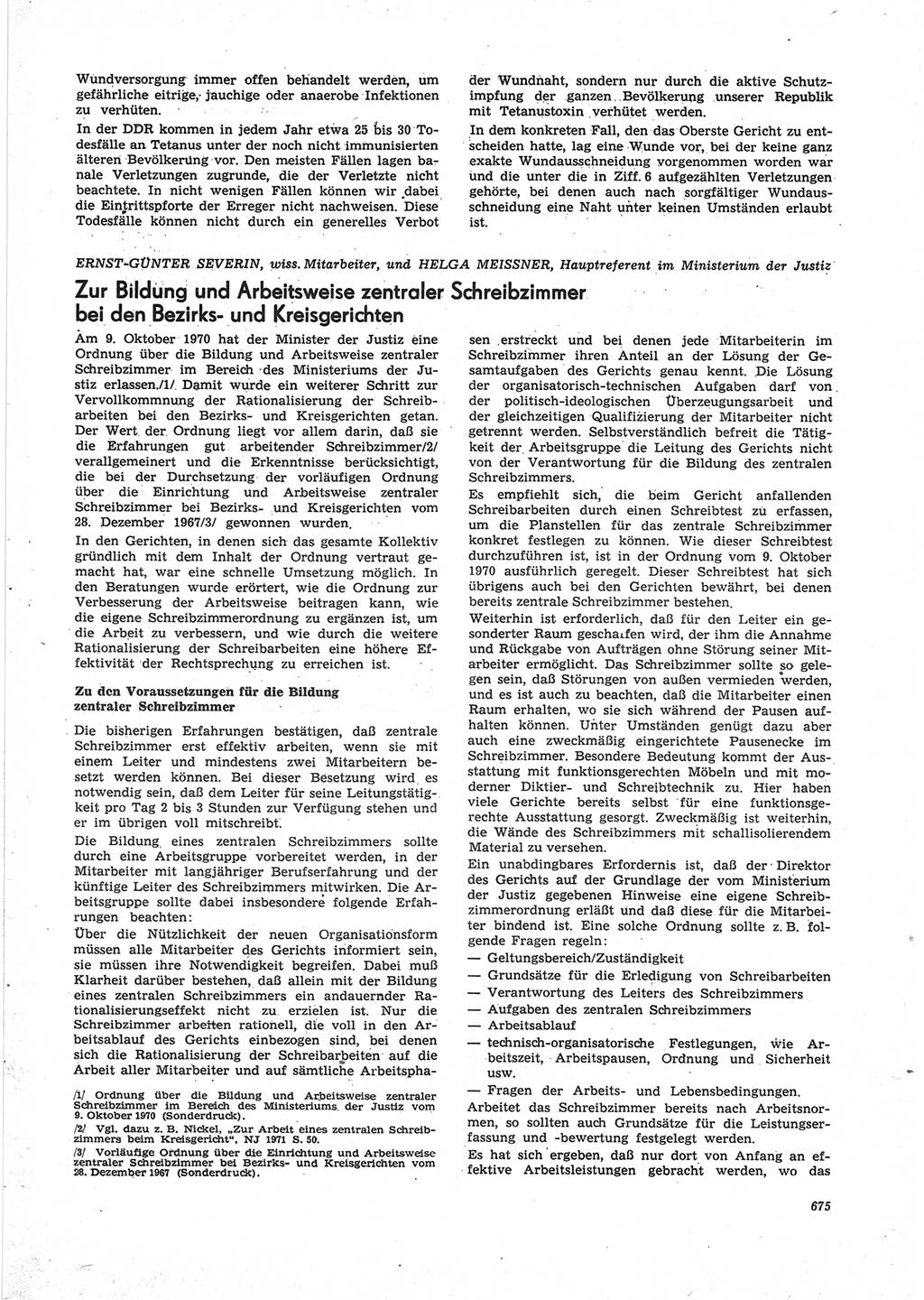 Neue Justiz (NJ), Zeitschrift für Recht und Rechtswissenschaft [Deutsche Demokratische Republik (DDR)], 25. Jahrgang 1971, Seite 675 (NJ DDR 1971, S. 675)