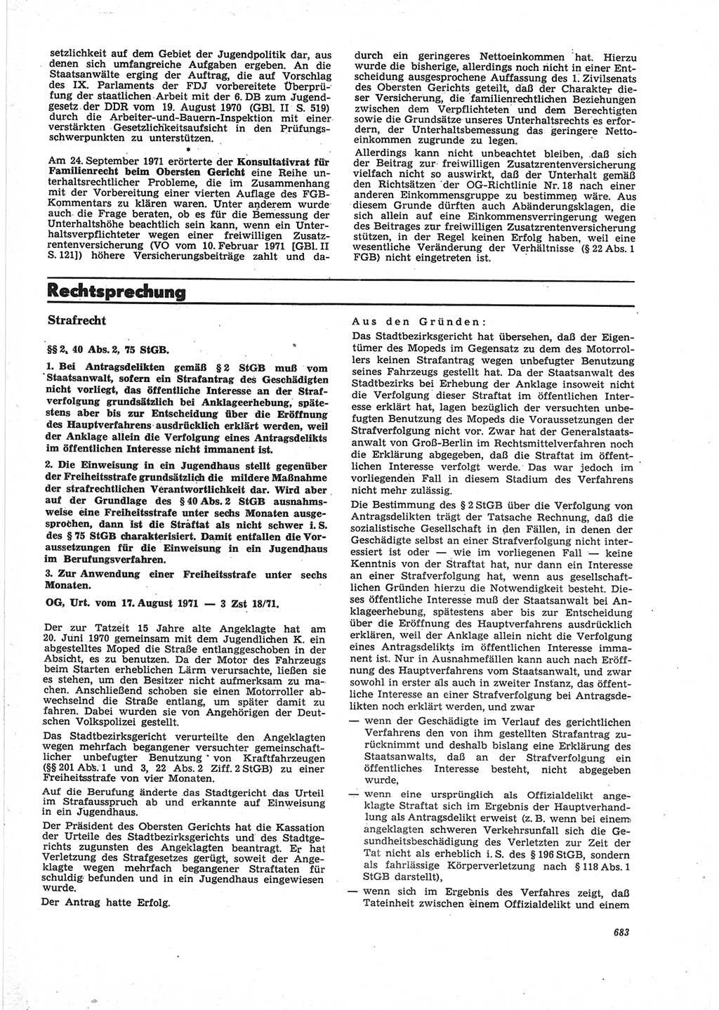 Neue Justiz (NJ), Zeitschrift für Recht und Rechtswissenschaft [Deutsche Demokratische Republik (DDR)], 25. Jahrgang 1971, Seite 683 (NJ DDR 1971, S. 683)