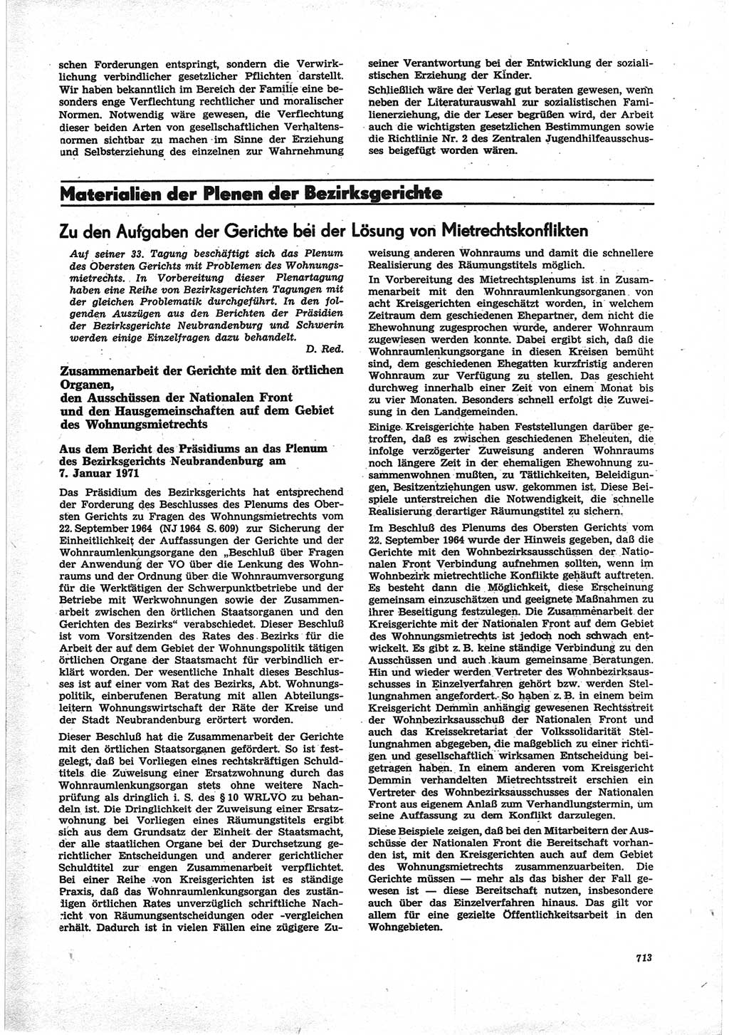 Neue Justiz (NJ), Zeitschrift für Recht und Rechtswissenschaft [Deutsche Demokratische Republik (DDR)], 25. Jahrgang 1971, Seite 713 (NJ DDR 1971, S. 713)