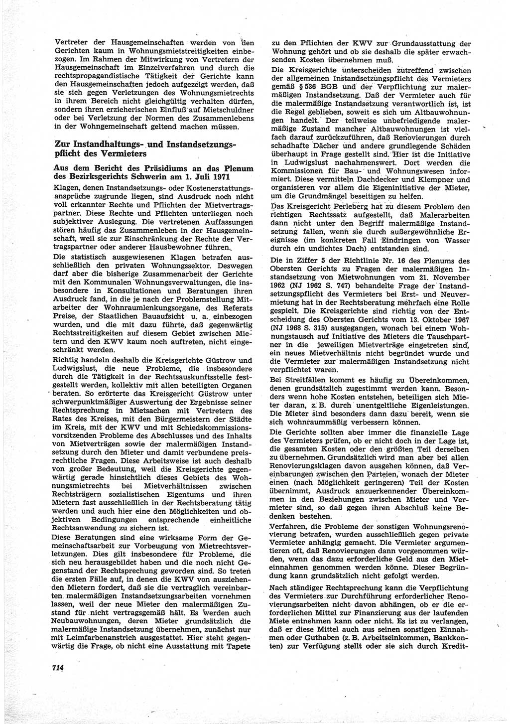 Neue Justiz (NJ), Zeitschrift für Recht und Rechtswissenschaft [Deutsche Demokratische Republik (DDR)], 25. Jahrgang 1971, Seite 714 (NJ DDR 1971, S. 714)