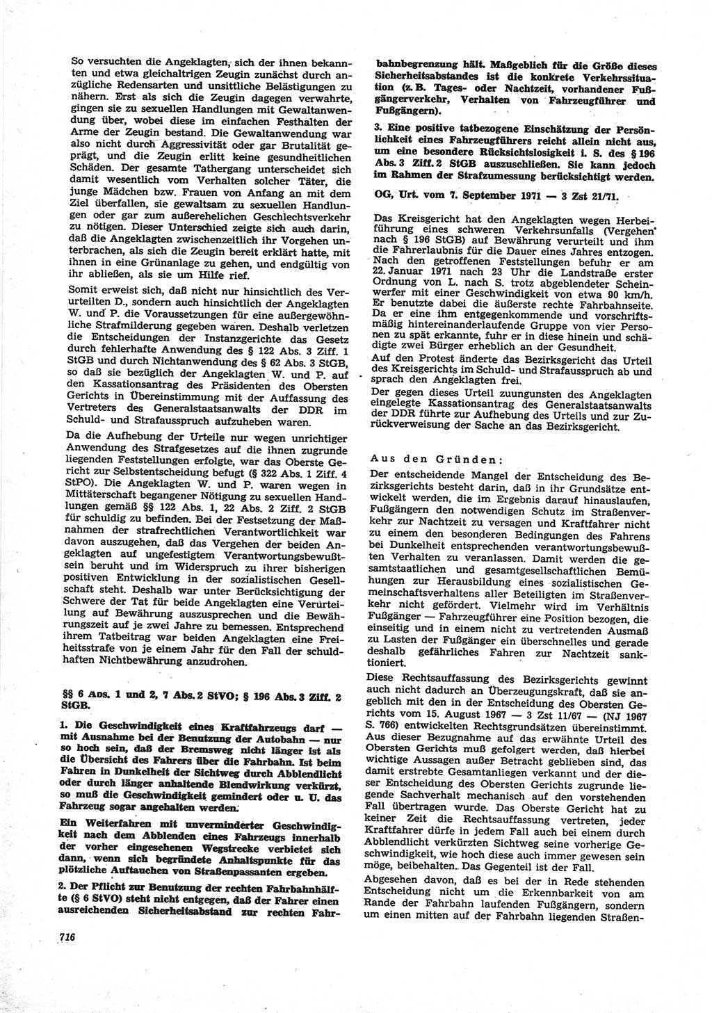 Neue Justiz (NJ), Zeitschrift für Recht und Rechtswissenschaft [Deutsche Demokratische Republik (DDR)], 25. Jahrgang 1971, Seite 716 (NJ DDR 1971, S. 716)