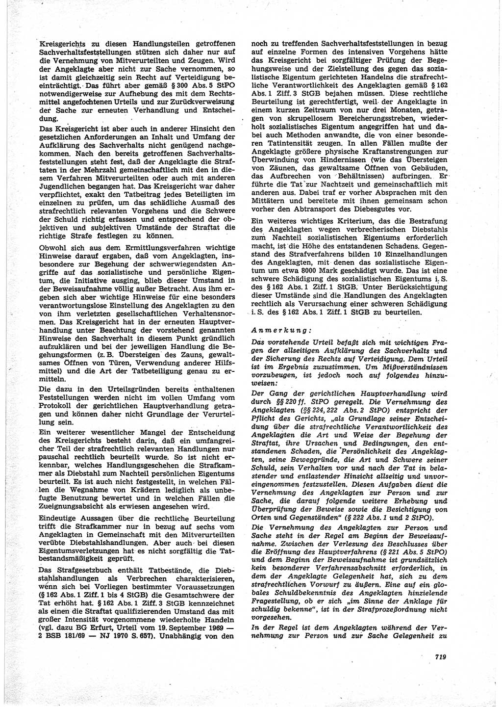 Neue Justiz (NJ), Zeitschrift für Recht und Rechtswissenschaft [Deutsche Demokratische Republik (DDR)], 25. Jahrgang 1971, Seite 719 (NJ DDR 1971, S. 719)