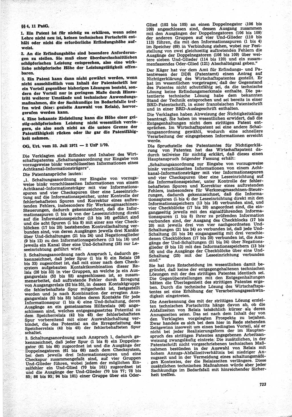 Neue Justiz (NJ), Zeitschrift für Recht und Rechtswissenschaft [Deutsche Demokratische Republik (DDR)], 25. Jahrgang 1971, Seite 723 (NJ DDR 1971, S. 723)
