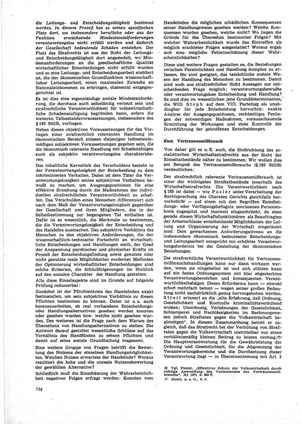 Neue Justiz (NJ), Zeitschrift für Recht und Rechtswissenschaft [Deutsche Demokratische Republik (DDR)], 25. Jahrgang 1971, Seite 734 (NJ DDR 1971, S. 734)