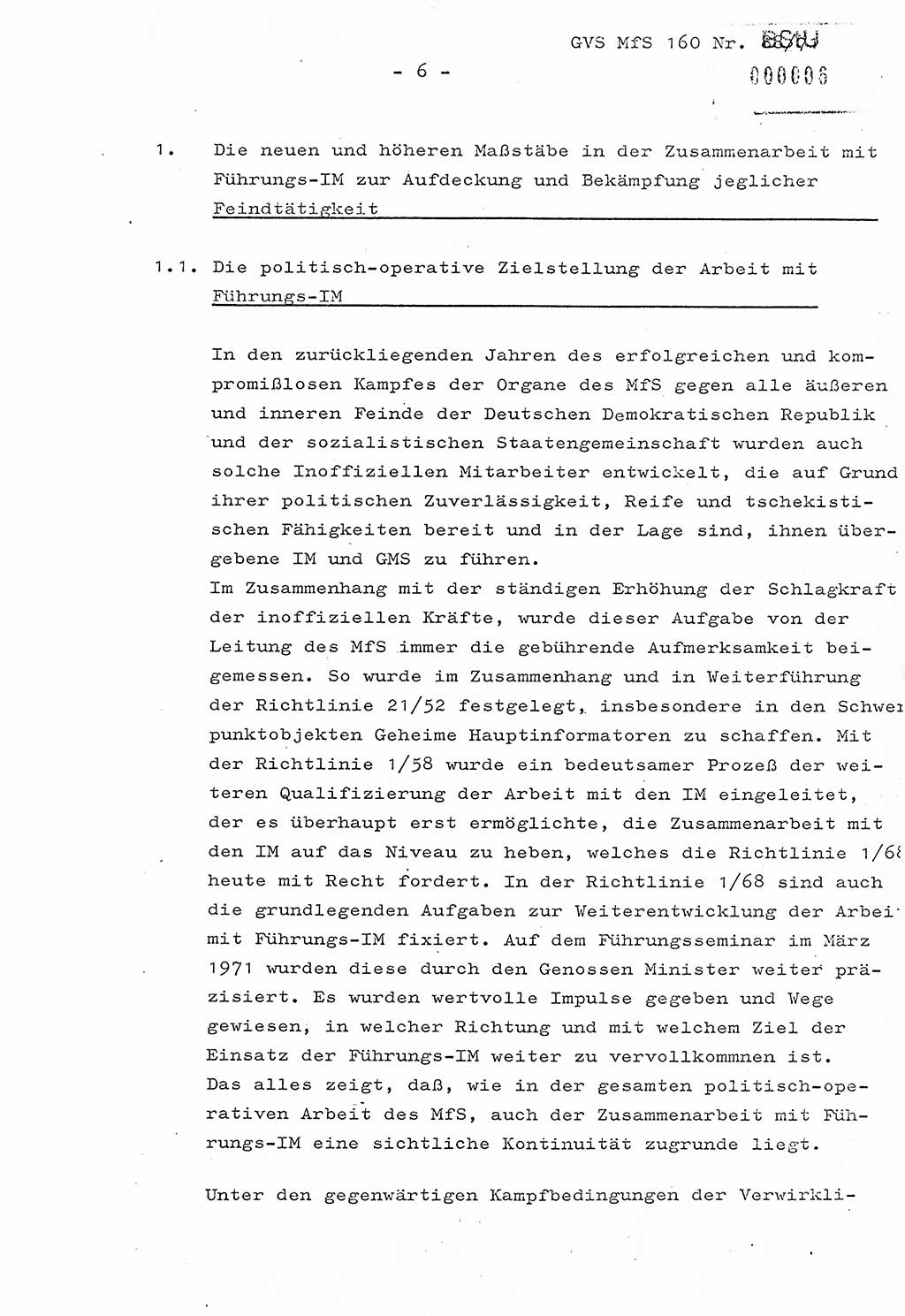 Dissertation Oberstleutnant Josef Schwarz (BV Schwerin), Major Fritz Amm (JHS), Hauptmann Peter Gräßler (JHS), Ministerium für Staatssicherheit (MfS) [Deutsche Demokratische Republik (DDR)], Juristische Hochschule (JHS), Geheime Verschlußsache (GVS) 160-88/71, Potsdam 1972, Seite 6 (Diss. MfS DDR JHS GVS 160-88/71 1972, S. 6)