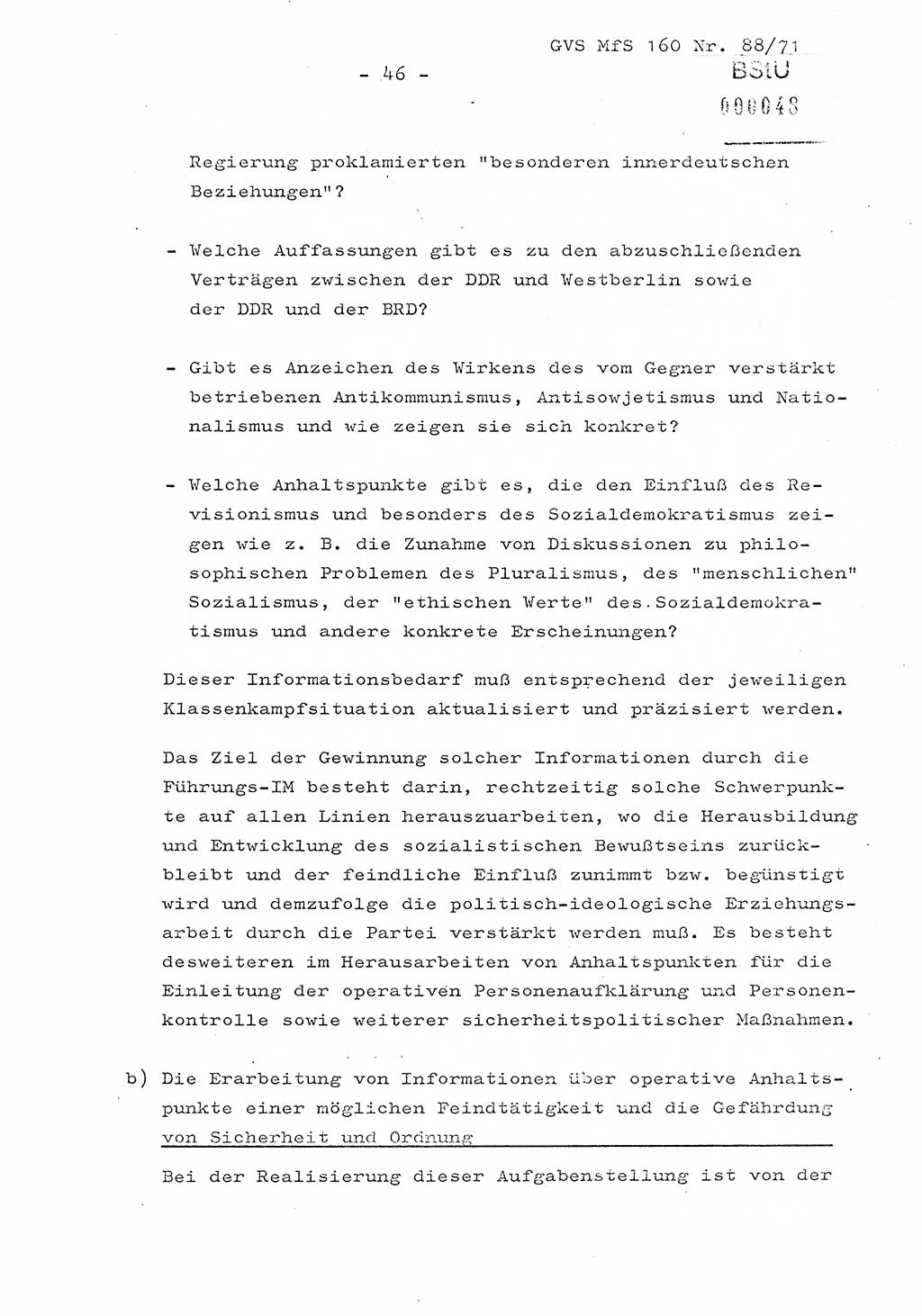 Dissertation Oberstleutnant Josef Schwarz (BV Schwerin), Major Fritz Amm (JHS), Hauptmann Peter Gräßler (JHS), Ministerium für Staatssicherheit (MfS) [Deutsche Demokratische Republik (DDR)], Juristische Hochschule (JHS), Geheime Verschlußsache (GVS) 160-88/71, Potsdam 1972, Seite 46 (Diss. MfS DDR JHS GVS 160-88/71 1972, S. 46)