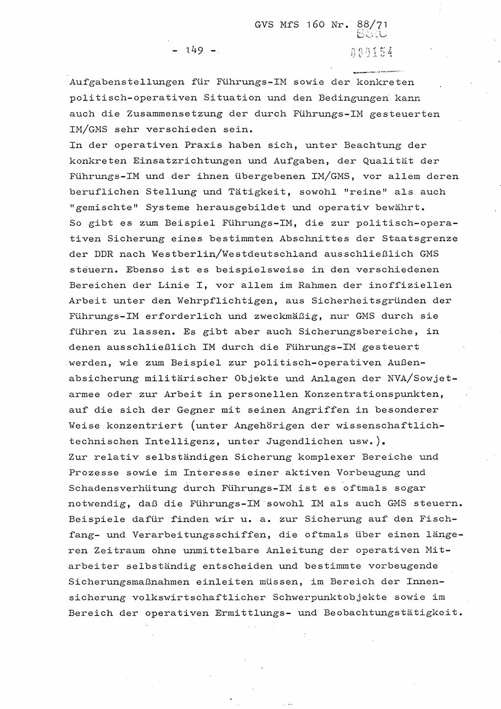 Dissertation Oberstleutnant Josef Schwarz (BV Schwerin), Major Fritz Amm (JHS), Hauptmann Peter Gräßler (JHS), Ministerium für Staatssicherheit (MfS) [Deutsche Demokratische Republik (DDR)], Juristische Hochschule (JHS), Geheime Verschlußsache (GVS) 160-88/71, Potsdam 1972, Seite 149 (Diss. MfS DDR JHS GVS 160-88/71 1972, S. 149)
