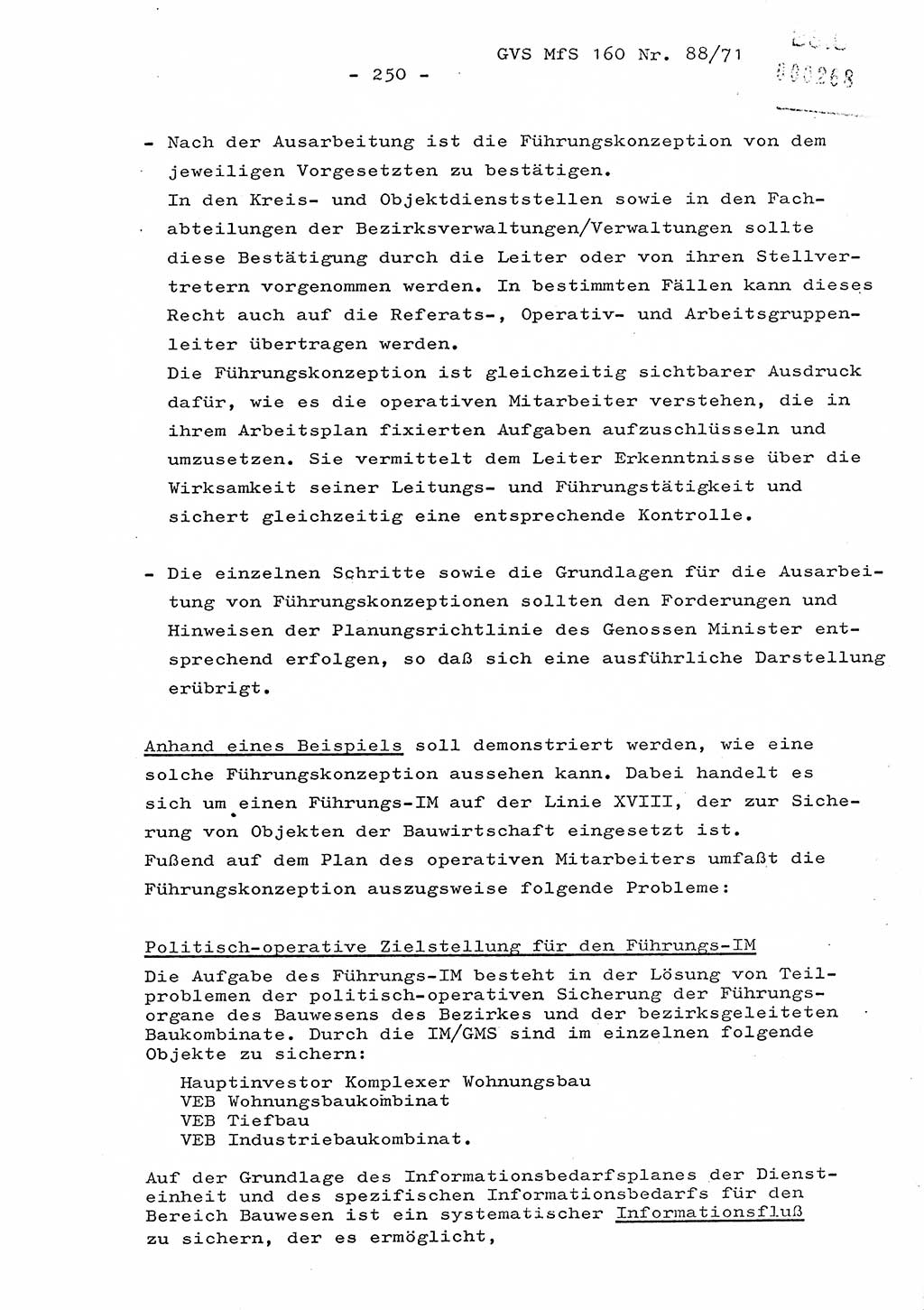 Dissertation Oberstleutnant Josef Schwarz (BV Schwerin), Major Fritz Amm (JHS), Hauptmann Peter Gräßler (JHS), Ministerium für Staatssicherheit (MfS) [Deutsche Demokratische Republik (DDR)], Juristische Hochschule (JHS), Geheime Verschlußsache (GVS) 160-88/71, Potsdam 1972, Seite 250 (Diss. MfS DDR JHS GVS 160-88/71 1972, S. 250)