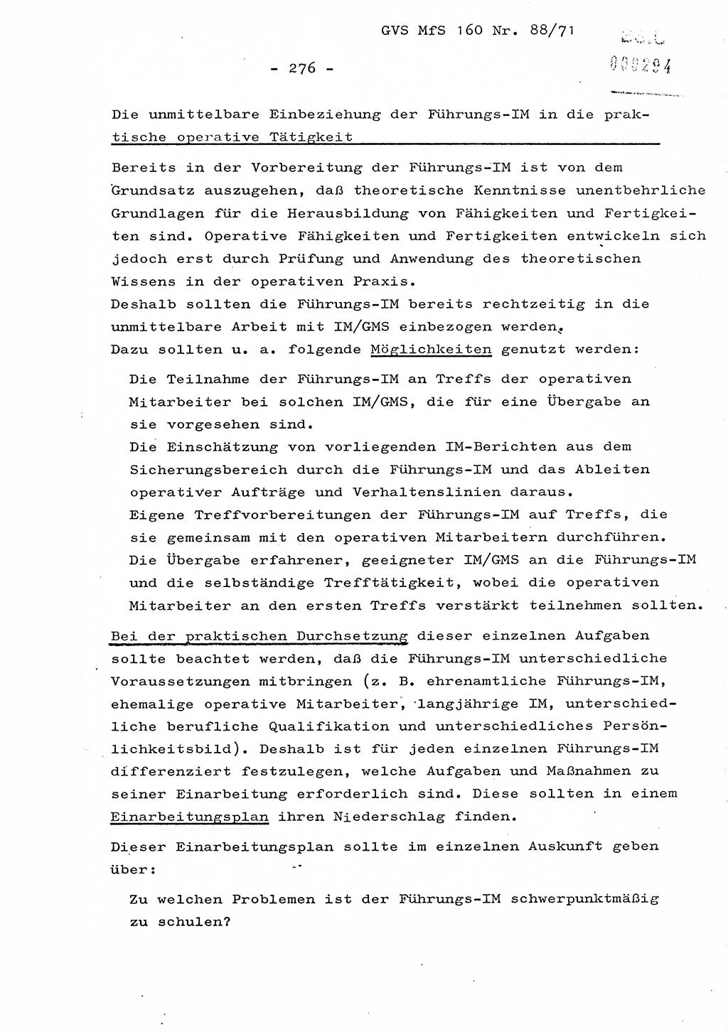 Dissertation Oberstleutnant Josef Schwarz (BV Schwerin), Major Fritz Amm (JHS), Hauptmann Peter Gräßler (JHS), Ministerium für Staatssicherheit (MfS) [Deutsche Demokratische Republik (DDR)], Juristische Hochschule (JHS), Geheime Verschlußsache (GVS) 160-88/71, Potsdam 1972, Seite 276 (Diss. MfS DDR JHS GVS 160-88/71 1972, S. 276)