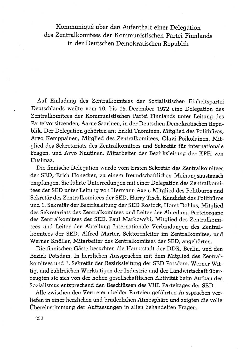 Dokumente der Sozialistischen Einheitspartei Deutschlands (SED) [Deutsche Demokratische Republik (DDR)] 1972-1973, Seite 252 (Dok. SED DDR 1972-1973, S. 252)