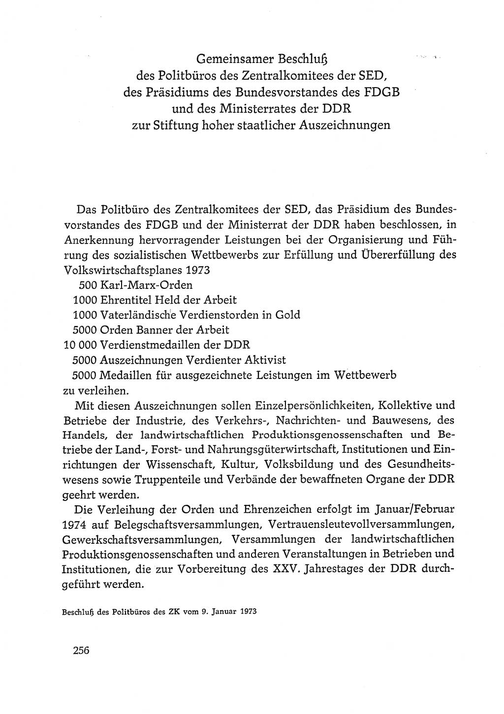 Dokumente der Sozialistischen Einheitspartei Deutschlands (SED) [Deutsche Demokratische Republik (DDR)] 1972-1973, Seite 256 (Dok. SED DDR 1972-1973, S. 256)