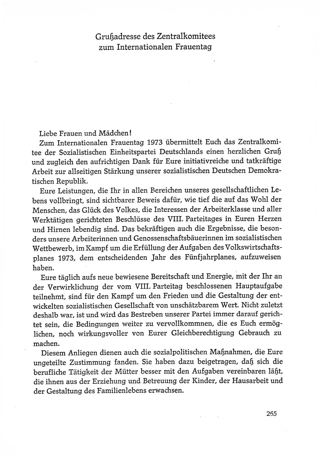 Dokumente der Sozialistischen Einheitspartei Deutschlands (SED) [Deutsche Demokratische Republik (DDR)] 1972-1973, Seite 265 (Dok. SED DDR 1972-1973, S. 265)