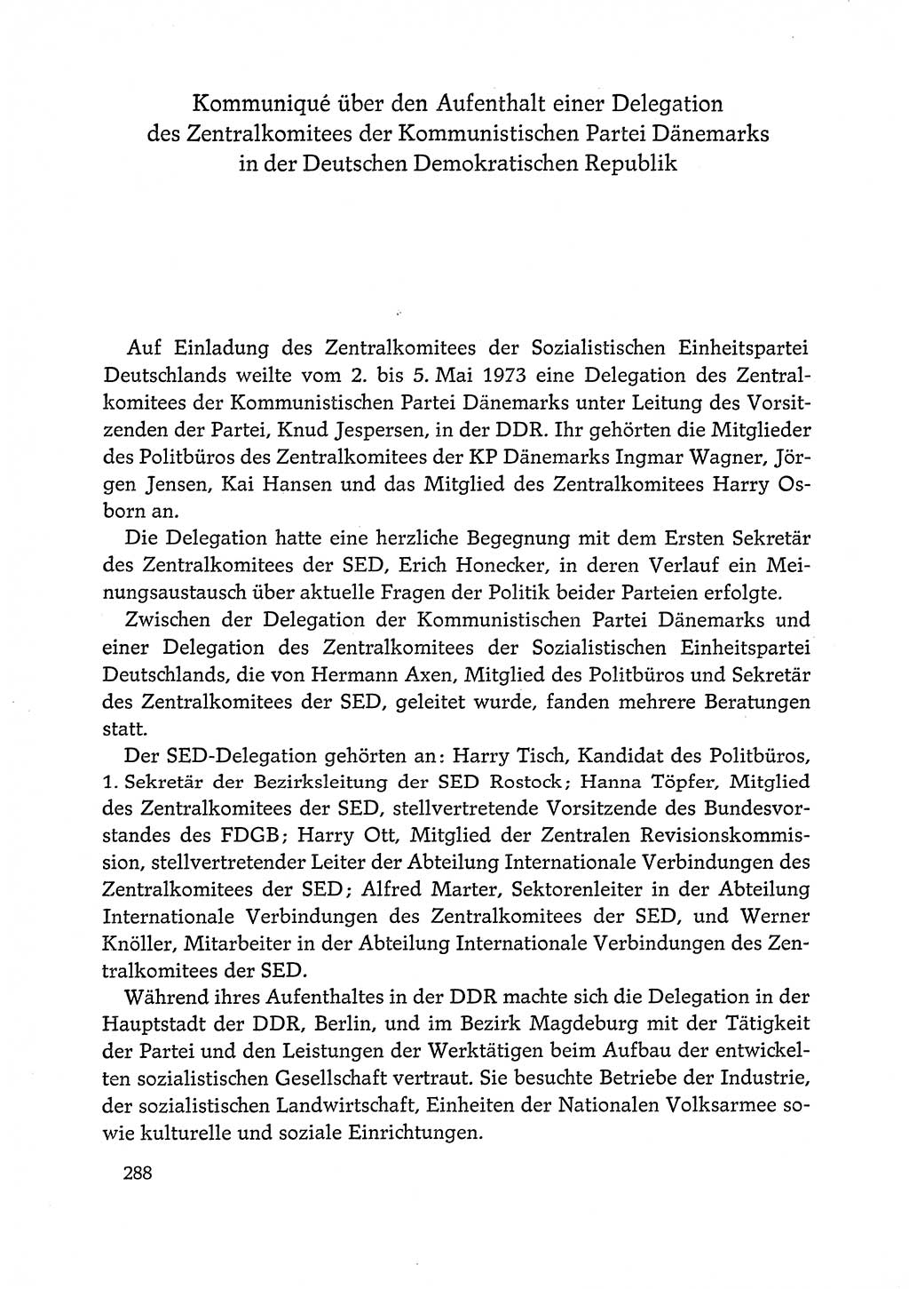 Dokumente der Sozialistischen Einheitspartei Deutschlands (SED) [Deutsche Demokratische Republik (DDR)] 1972-1973, Seite 288 (Dok. SED DDR 1972-1973, S. 288)