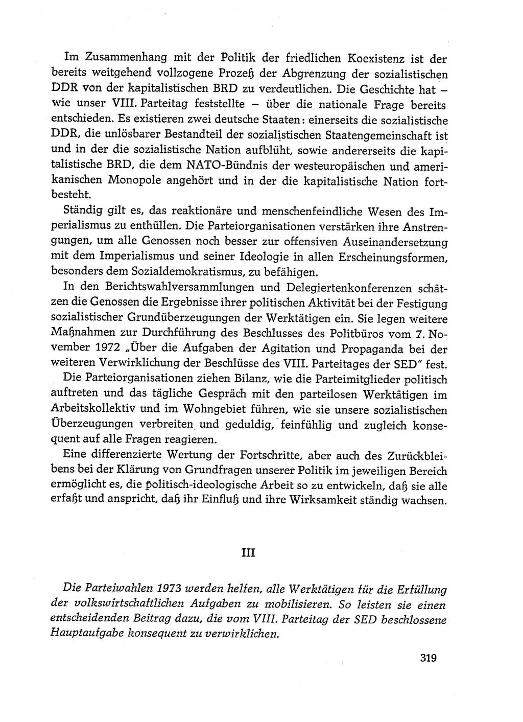 Dokumente der Sozialistischen Einheitspartei Deutschlands (SED) [Deutsche Demokratische Republik (DDR)] 1972-1973, Seite 319 (Dok. SED DDR 1972-1973, S. 319)