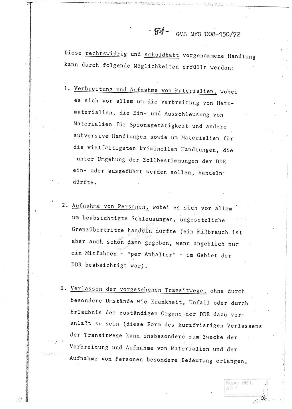 Referat (Entwurf) des Genossen Minister (Generaloberst Erich Mielke) auf der Dienstkonferenz 1972, Ministerium für Staatssicherheit (MfS) [Deutsche Demokratische Republik (DDR)], Der Minister, Geheime Verschlußsache (GVS) 008-150/72, Berlin 25.2.1972, Seite 81 (Ref. Entw. DK MfS DDR Min. GVS 008-150/72 1972, S. 81)