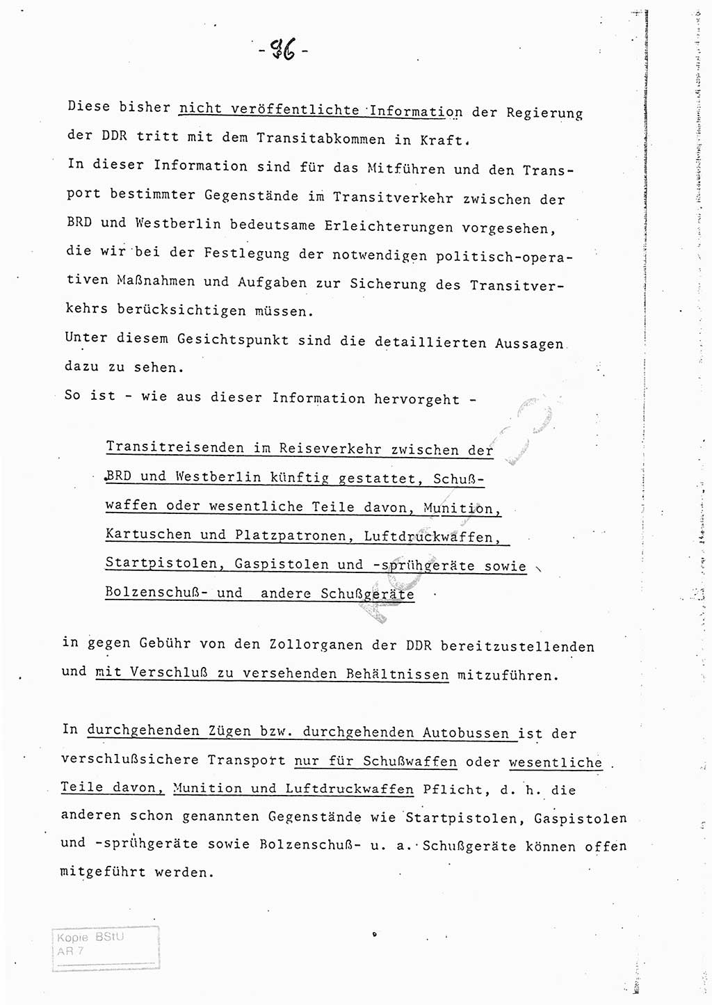 Referat (Entwurf) des Genossen Minister (Generaloberst Erich Mielke) auf der Dienstkonferenz 1972, Ministerium für Staatssicherheit (MfS) [Deutsche Demokratische Republik (DDR)], Der Minister, Geheime Verschlußsache (GVS) 008-150/72, Berlin 25.2.1972, Seite 96 (Ref. Entw. DK MfS DDR Min. GVS 008-150/72 1972, S. 96)