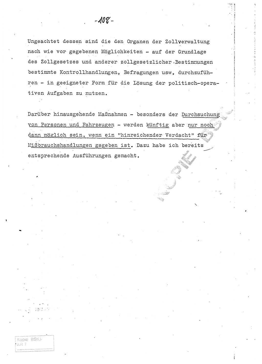 Referat (Entwurf) des Genossen Minister (Generaloberst Erich Mielke) auf der Dienstkonferenz 1972, Ministerium für Staatssicherheit (MfS) [Deutsche Demokratische Republik (DDR)], Der Minister, Geheime Verschlußsache (GVS) 008-150/72, Berlin 25.2.1972, Seite 108 (Ref. Entw. DK MfS DDR Min. GVS 008-150/72 1972, S. 108)