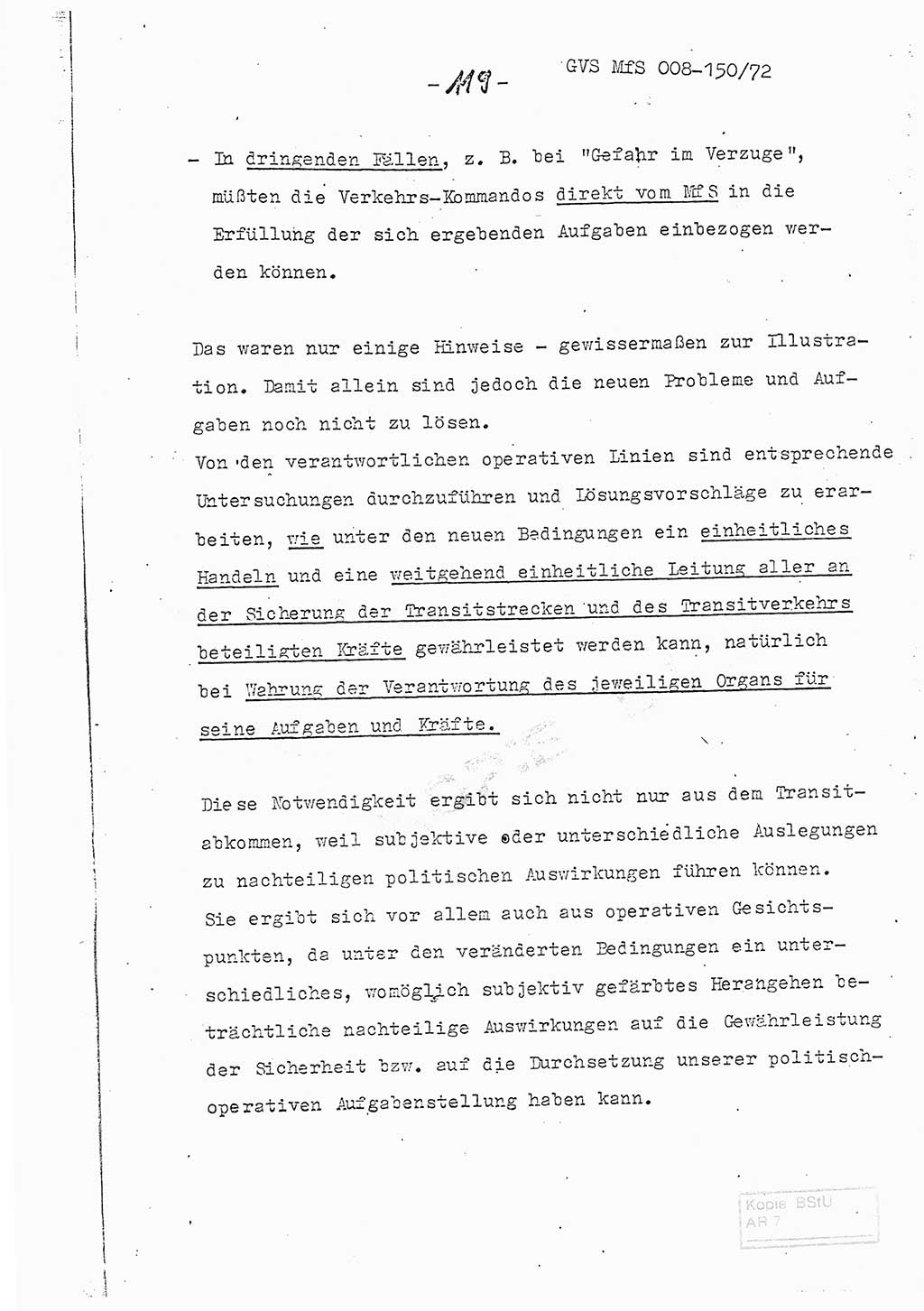 Referat (Entwurf) des Genossen Minister (Generaloberst Erich Mielke) auf der Dienstkonferenz 1972, Ministerium für Staatssicherheit (MfS) [Deutsche Demokratische Republik (DDR)], Der Minister, Geheime Verschlußsache (GVS) 008-150/72, Berlin 25.2.1972, Seite 119 (Ref. Entw. DK MfS DDR Min. GVS 008-150/72 1972, S. 119)