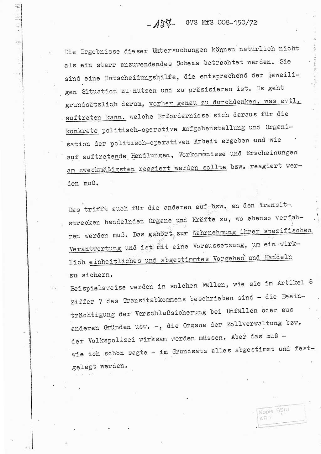 Referat (Entwurf) des Genossen Minister (Generaloberst Erich Mielke) auf der Dienstkonferenz 1972, Ministerium für Staatssicherheit (MfS) [Deutsche Demokratische Republik (DDR)], Der Minister, Geheime Verschlußsache (GVS) 008-150/72, Berlin 25.2.1972, Seite 127 (Ref. Entw. DK MfS DDR Min. GVS 008-150/72 1972, S. 127)