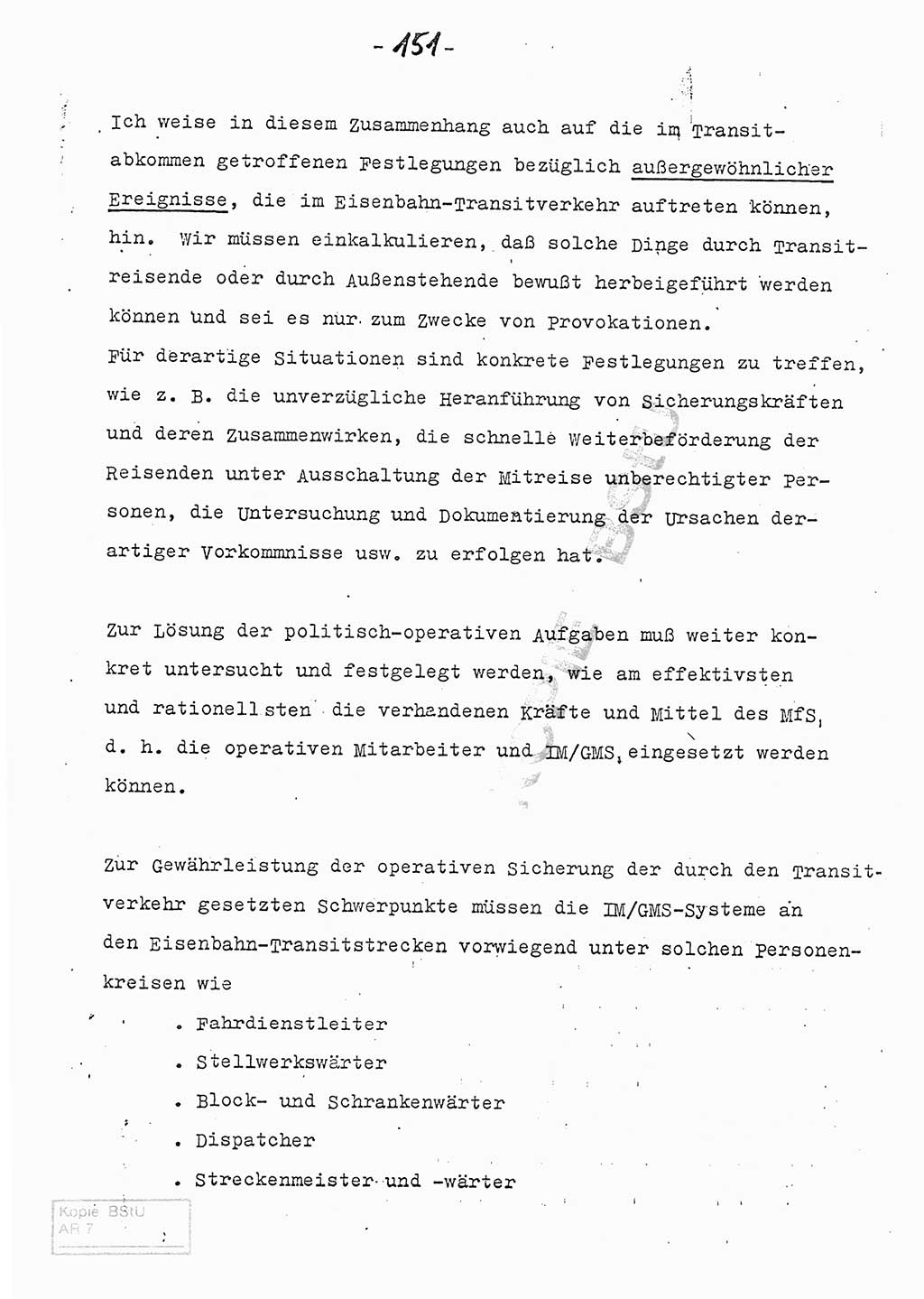 Referat (Entwurf) des Genossen Minister (Generaloberst Erich Mielke) auf der Dienstkonferenz 1972, Ministerium für Staatssicherheit (MfS) [Deutsche Demokratische Republik (DDR)], Der Minister, Geheime Verschlußsache (GVS) 008-150/72, Berlin 25.2.1972, Seite 151 (Ref. Entw. DK MfS DDR Min. GVS 008-150/72 1972, S. 151)