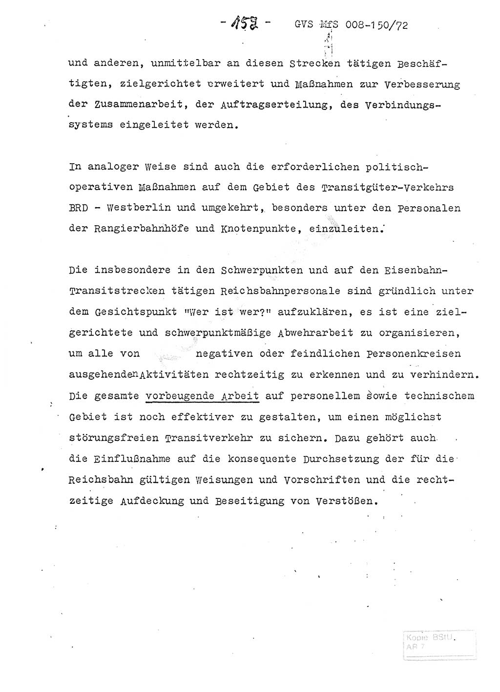 Referat (Entwurf) des Genossen Minister (Generaloberst Erich Mielke) auf der Dienstkonferenz 1972, Ministerium für Staatssicherheit (MfS) [Deutsche Demokratische Republik (DDR)], Der Minister, Geheime Verschlußsache (GVS) 008-150/72, Berlin 25.2.1972, Seite 152 (Ref. Entw. DK MfS DDR Min. GVS 008-150/72 1972, S. 152)
