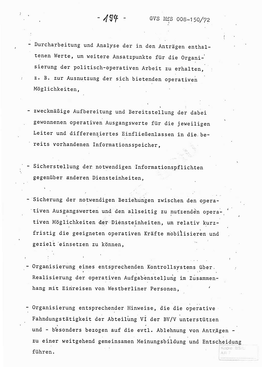 Referat (Entwurf) des Genossen Minister (Generaloberst Erich Mielke) auf der Dienstkonferenz 1972, Ministerium für Staatssicherheit (MfS) [Deutsche Demokratische Republik (DDR)], Der Minister, Geheime Verschlußsache (GVS) 008-150/72, Berlin 25.2.1972, Seite 194 (Ref. Entw. DK MfS DDR Min. GVS 008-150/72 1972, S. 194)