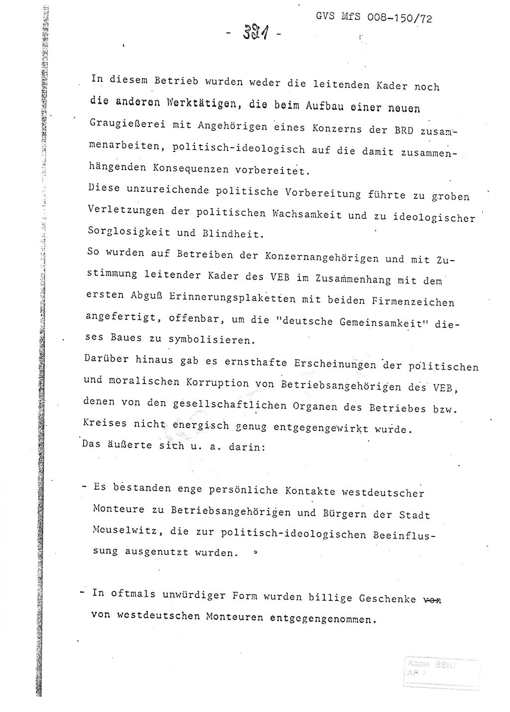 Referat (Entwurf) des Genossen Minister (Generaloberst Erich Mielke) auf der Dienstkonferenz 1972, Ministerium für Staatssicherheit (MfS) [Deutsche Demokratische Republik (DDR)], Der Minister, Geheime Verschlußsache (GVS) 008-150/72, Berlin 25.2.1972, Seite 321 (Ref. Entw. DK MfS DDR Min. GVS 008-150/72 1972, S. 321)