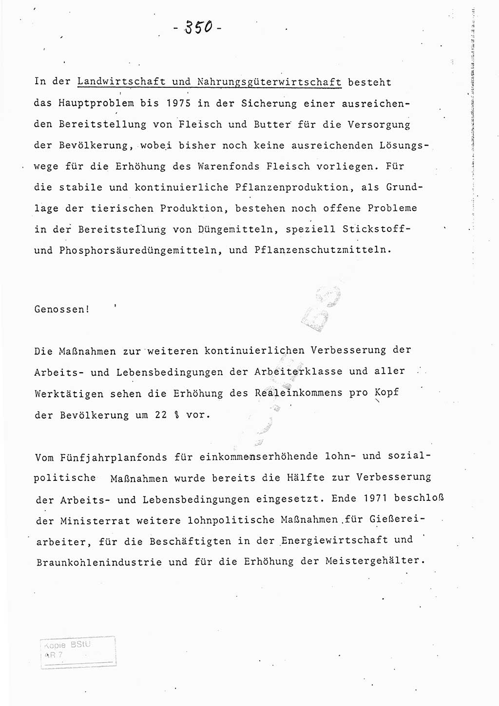 Referat (Entwurf) des Genossen Minister (Generaloberst Erich Mielke) auf der Dienstkonferenz 1972, Ministerium für Staatssicherheit (MfS) [Deutsche Demokratische Republik (DDR)], Der Minister, Geheime Verschlußsache (GVS) 008-150/72, Berlin 25.2.1972, Seite 350 (Ref. Entw. DK MfS DDR Min. GVS 008-150/72 1972, S. 350)