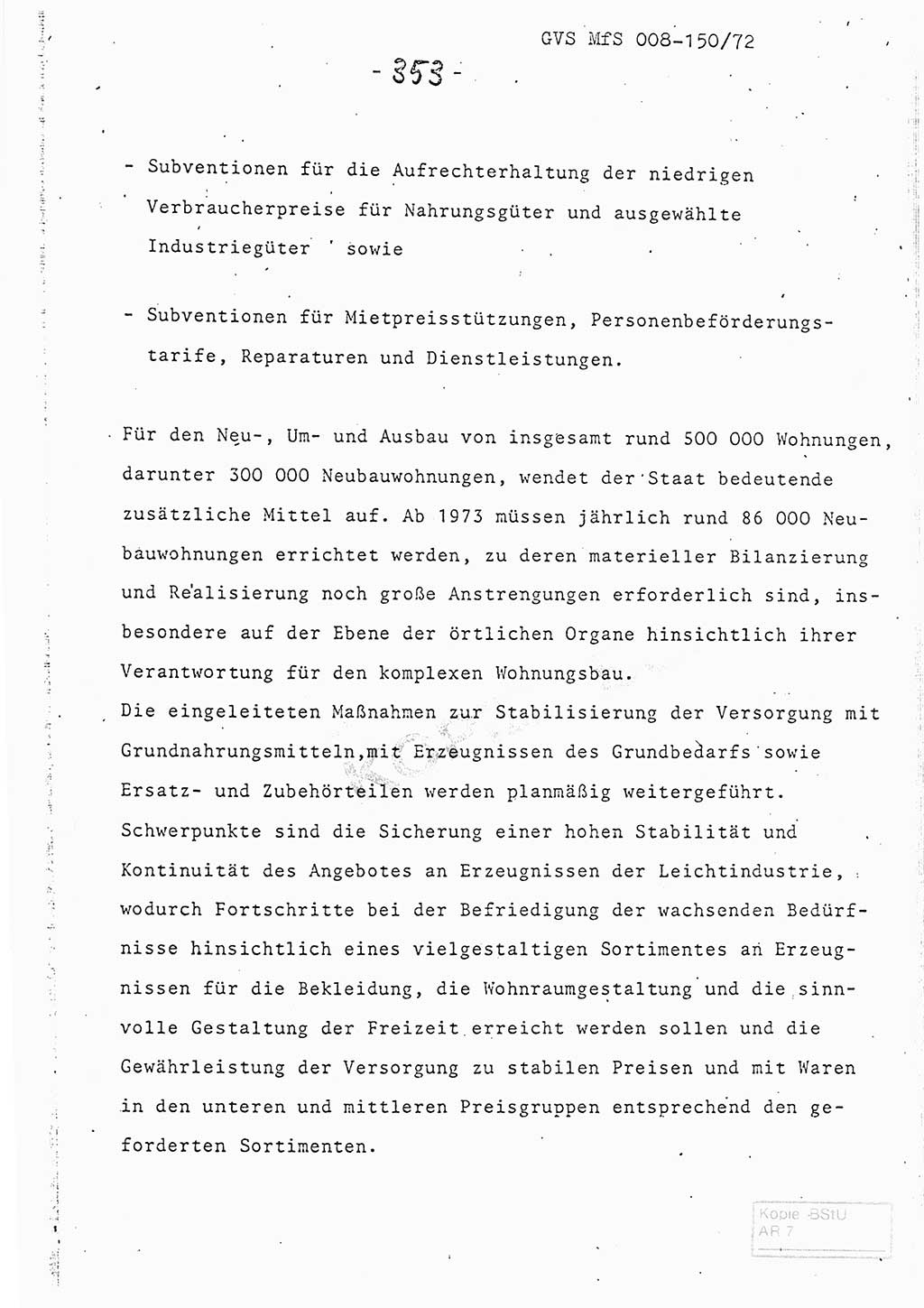Referat (Entwurf) des Genossen Minister (Generaloberst Erich Mielke) auf der Dienstkonferenz 1972, Ministerium für Staatssicherheit (MfS) [Deutsche Demokratische Republik (DDR)], Der Minister, Geheime Verschlußsache (GVS) 008-150/72, Berlin 25.2.1972, Seite 353 (Ref. Entw. DK MfS DDR Min. GVS 008-150/72 1972, S. 353)