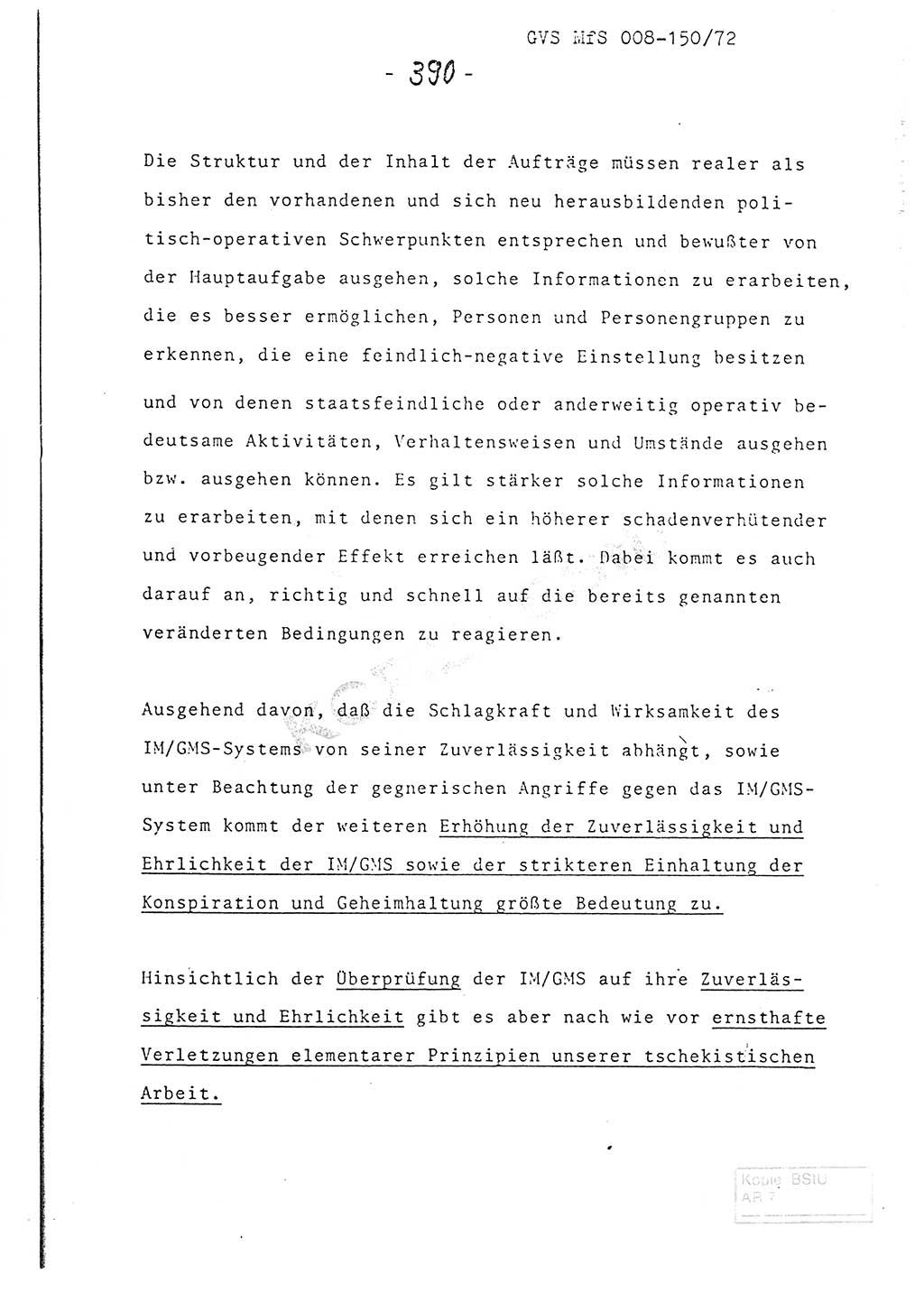 Referat (Entwurf) des Genossen Minister (Generaloberst Erich Mielke) auf der Dienstkonferenz 1972, Ministerium für Staatssicherheit (MfS) [Deutsche Demokratische Republik (DDR)], Der Minister, Geheime Verschlußsache (GVS) 008-150/72, Berlin 25.2.1972, Seite 390 (Ref. Entw. DK MfS DDR Min. GVS 008-150/72 1972, S. 390)