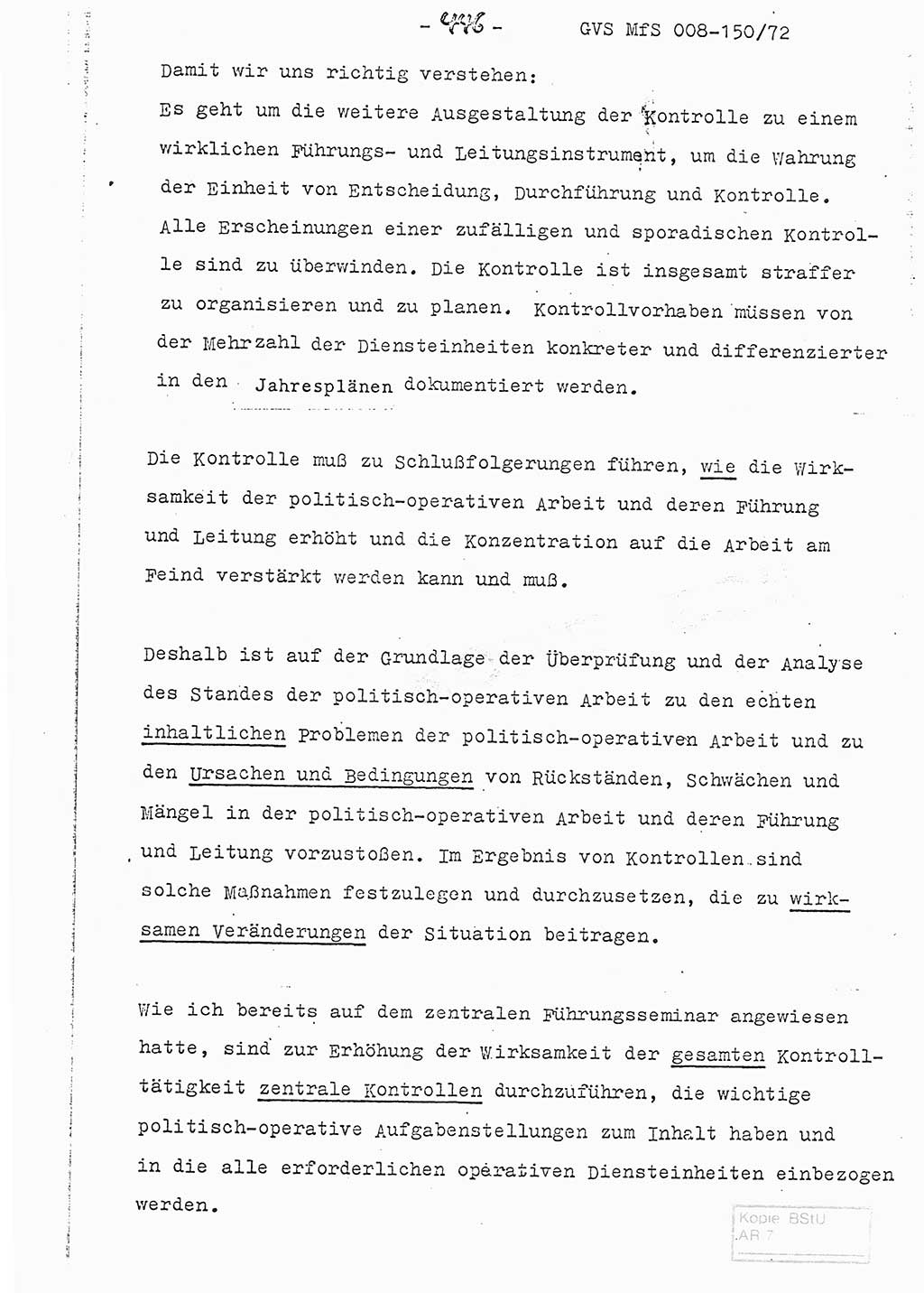 Referat (Entwurf) des Genossen Minister (Generaloberst Erich Mielke) auf der Dienstkonferenz 1972, Ministerium für Staatssicherheit (MfS) [Deutsche Demokratische Republik (DDR)], Der Minister, Geheime Verschlußsache (GVS) 008-150/72, Berlin 25.2.1972, Seite 446 (Ref. Entw. DK MfS DDR Min. GVS 008-150/72 1972, S. 446)