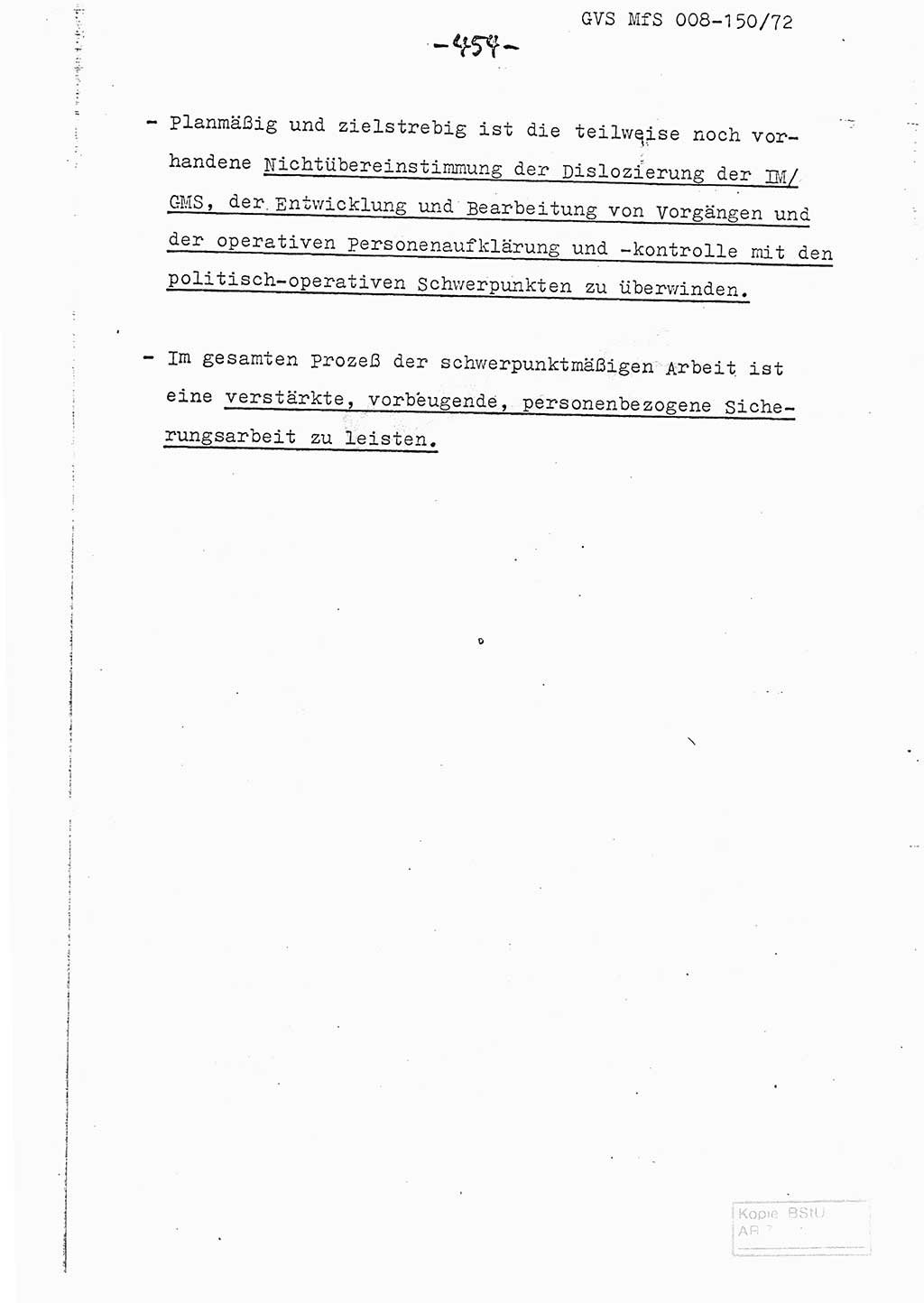 Referat (Entwurf) des Genossen Minister (Generaloberst Erich Mielke) auf der Dienstkonferenz 1972, Ministerium für Staatssicherheit (MfS) [Deutsche Demokratische Republik (DDR)], Der Minister, Geheime Verschlußsache (GVS) 008-150/72, Berlin 25.2.1972, Seite 454 (Ref. Entw. DK MfS DDR Min. GVS 008-150/72 1972, S. 454)